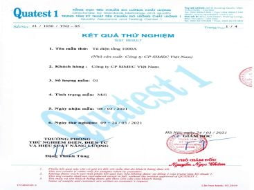 Giấy chứng nhận Quatest 1 tủ tổng hạ thế